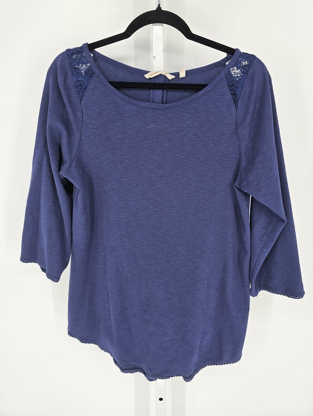 Soft Surroundings Shiloh Tunic Blue Womens Sz S Button Back Detail
